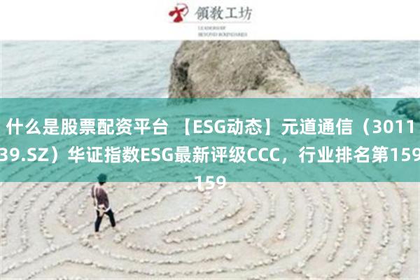 什么是股票配资平台 【ESG动态】元道通信（301139.SZ）华证指数ESG最新评级CCC，行业排名第159