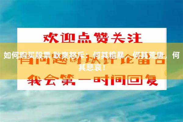 如何购买股票 耿爽怒斥：何其粗暴，何其荒唐，何其悲哀！